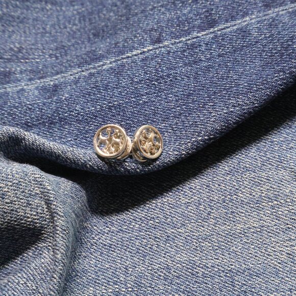 Tory Burch Miller Logo Circle Stud Earrings in Silver - Picture 1 of 2